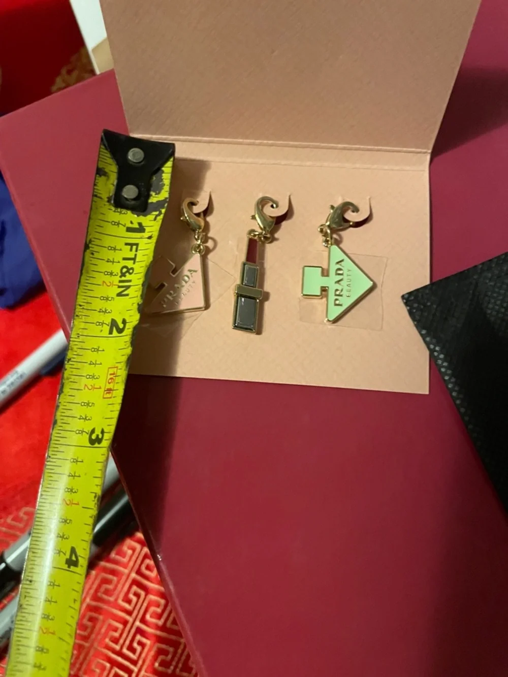 Prada Gold & Pink Enamel Logo Charm Set - Picture 5 of 15